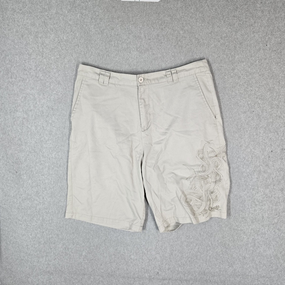 O'Neill Men Shorts 36 Beige Chino Twill Logo Graphic Print 10" Inseam READ